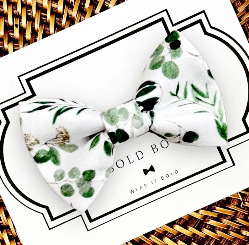 Green Sage Floral Pet Bow Tie for Dog and Cat Collar