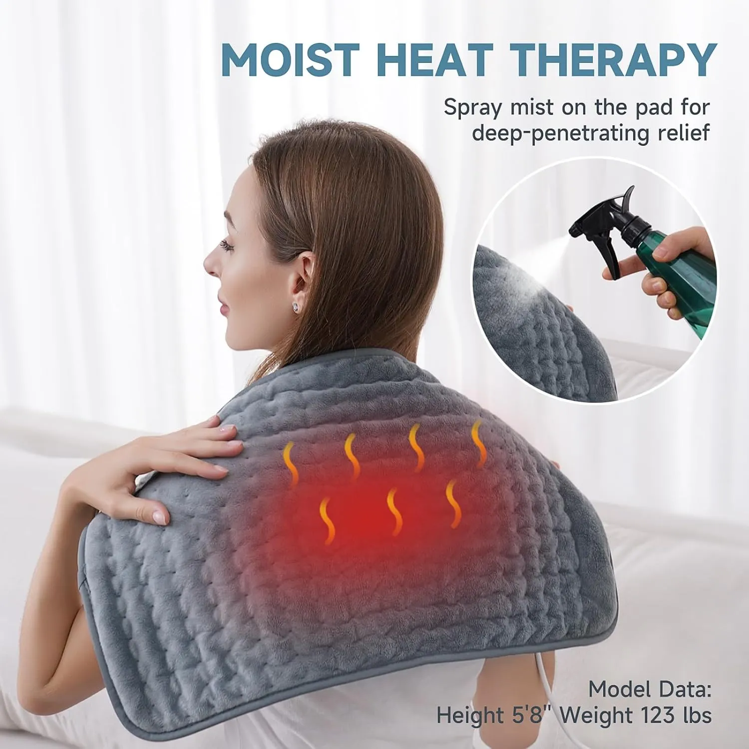 Heating Pad for Back Pain Relief, ZUODUN Electric Heating Pads for Cramps with Auto Shut Off & 6 Heat Levels, Moist Heat Therapy, Machine Washable, LED Controller, Gifts for Women, Men