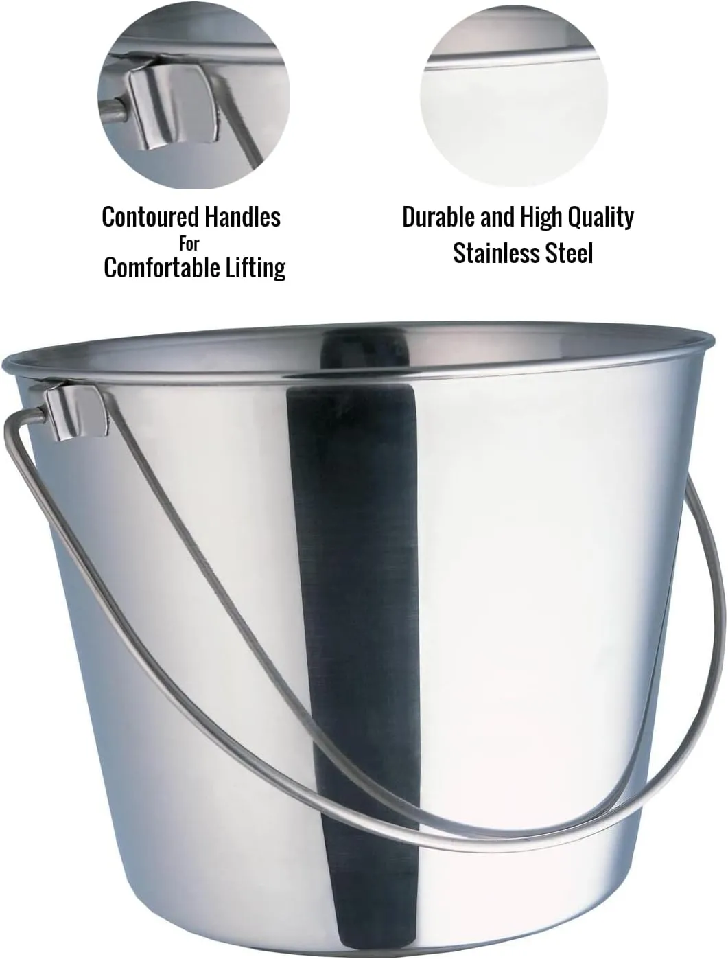 Heavy Duty Stainless Steel Pail - 2 Quart - Durable Dog Food and Water Storage