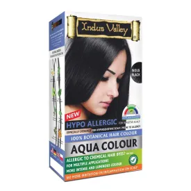 Indus Valley Aqua Hair Color (Indus Black) Gray Coverage Hair Dye Allergy Free Organic Hair Color, Organic Hair Dye for Grey Coverage, Allergy-Free Long-Lasting Hair Colour