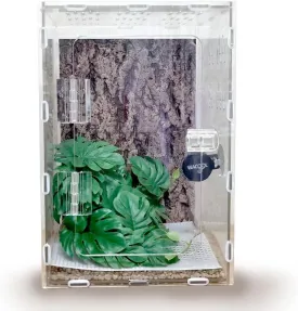 Jumping Spider Enclosure, 12x8x6 inch Large Acrylic Terrarium Reptile Enclosure Tank with Front Opening Door for Jumping Spider Tarantula Isopod Invertebrates Gecko Snake