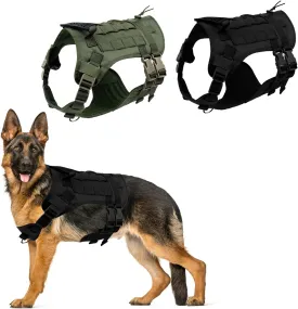 K9 Tactical Dog Harness - 5-Point Adjustable with Heavy-Duty Handle, No-Pull Vest for Large Dogs - Patch-Ready, Military Style - Ideal for Training, Hunting, and Walking (Black, Large)