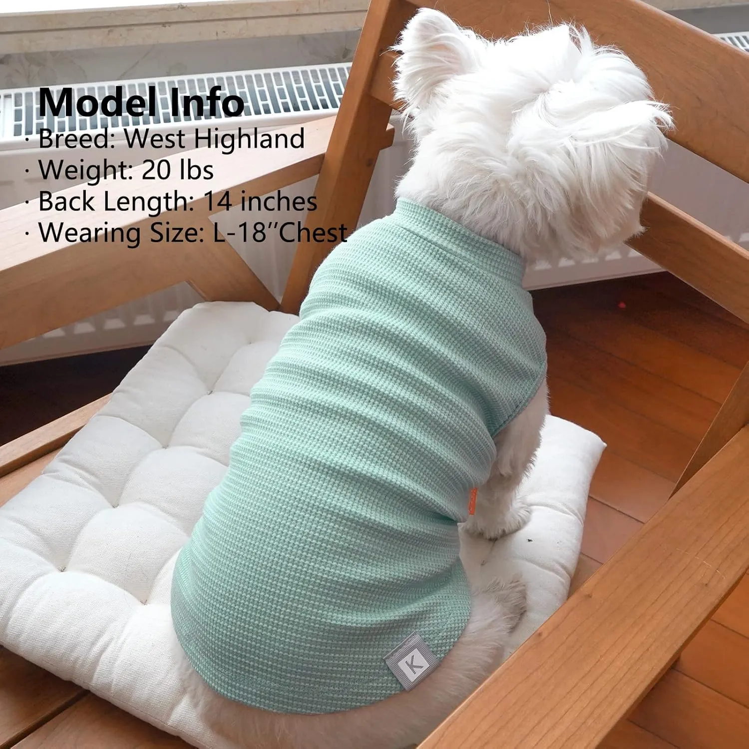 KYEESE 2Pack Dog Shirts Waffle for Small Dogs Stretchy Pet T-Shirts Lightweight Dog Tank Top Sleeveless Dogs Vest Breathable, X-Large, Green Grey