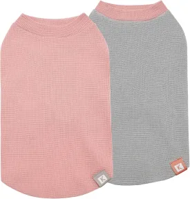 KYEESE 2Pack Dog Shirts Waffle for Small Dogs Stretchy T-Shirts Lightweight Tank Top Sleeveless Dog Vest Breathable, X-Large, Pink Grey