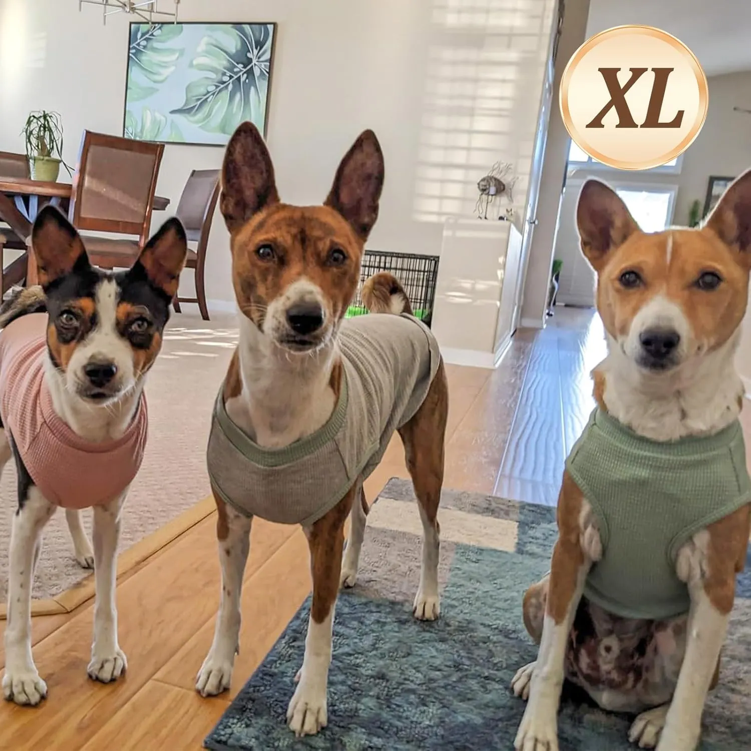 KYEESE 2Pack Dog Shirts Waffle for Small Dogs Stretchy T-Shirts Lightweight Tank Top Sleeveless Dog Vest Breathable, X-Large, Pink Grey