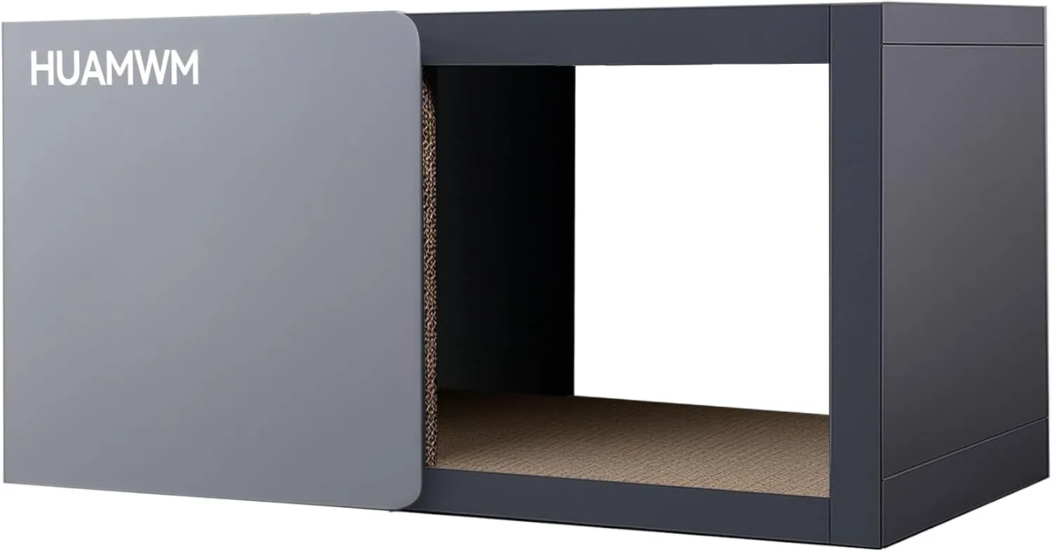 Large Modern Cat Scratcher House 2-in-1: Extra Thick Scratch Pad & Cozy Hideout for Indoor Cats, Durable Cardboard Cat Furniture with Removable Lounger Cardboard Cat House -Cats Under 22 pounds