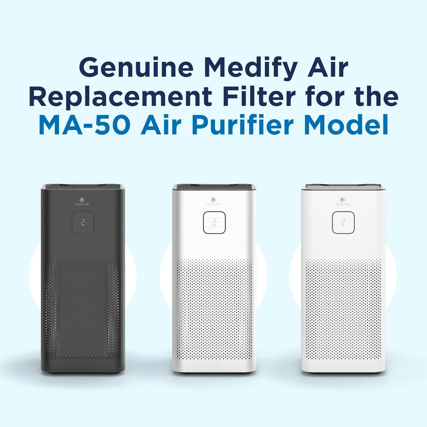 Medify Air MA-50 Genuine Replacement Filter | for Smoke, Smokers, Dust, Odors, Pet Dander | 3 in 1 with Pre-Filter, H13 HEPA, and Activated Carbon | Removal to 0.1 Microns | 2-Pack