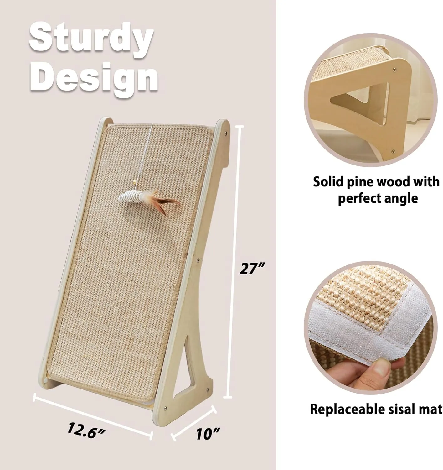 Meeyoview Cat Scratcher, L Shape Cat Scratching Pad, Sisal Cat Scratch Board for Indoor Cats, Wall Furniture Protector with Catnip (Triangular Scratcher)
