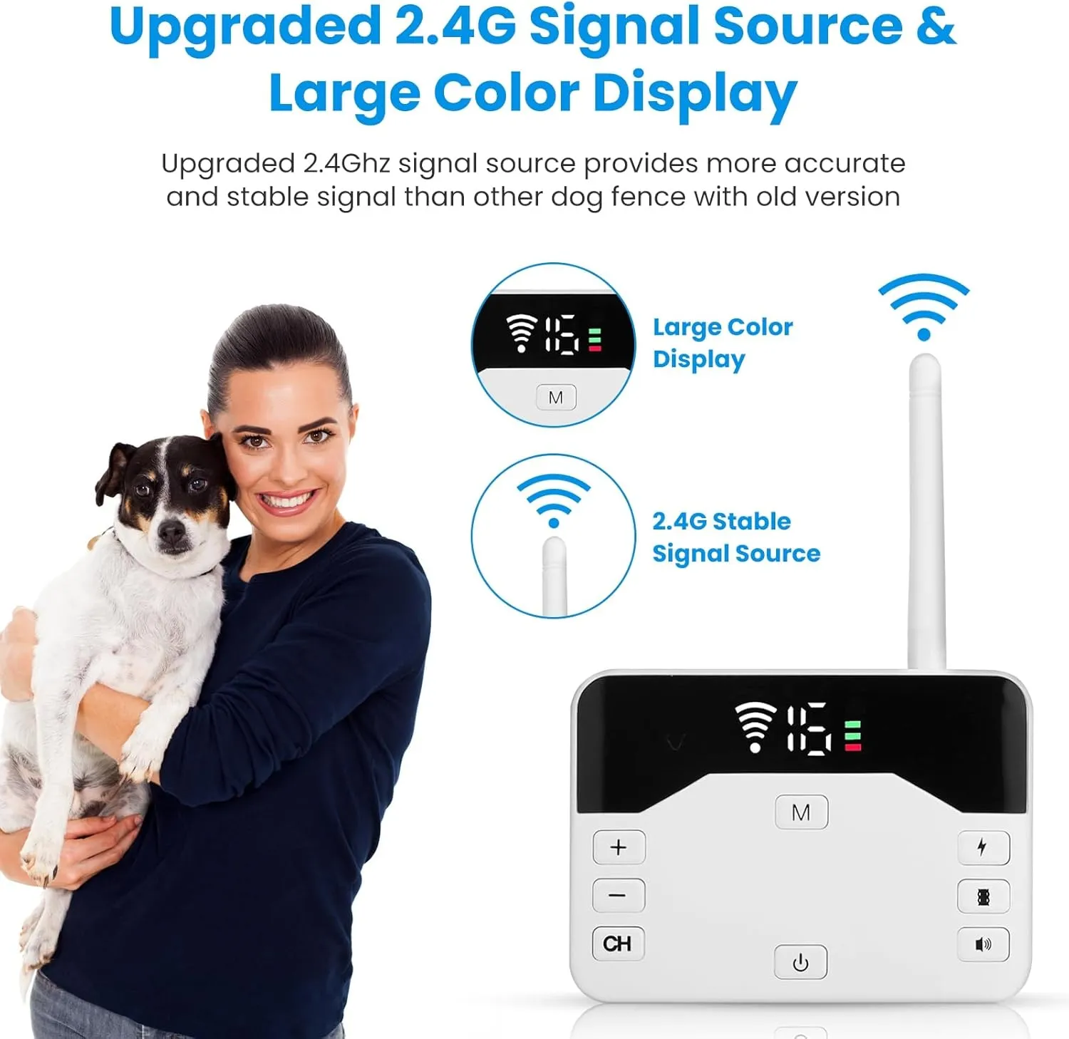 Moclever 2-in-1 Wireless Dog Fence & Remote Training CollarElectric Fence for Dogs w/Adjustable Range (20-850ft), IPX6 Waterproof Receiver,Vibration&Shock Modes,USB Rechargeable for Dogs (15-120lbs)