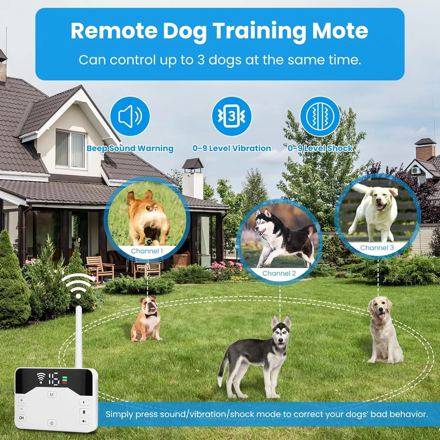 Moclever 2-in-1 Wireless Dog Fence & Remote Training CollarElectric Fence for Dogs w/Adjustable Range (20-850ft), IPX6 Waterproof Receiver,Vibration&Shock Modes,USB Rechargeable for Dogs (15-120lbs)