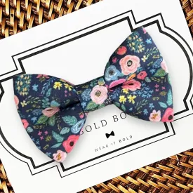 Navy Wonderland Garden Bow Tie for Dog Collar and Cat Collar