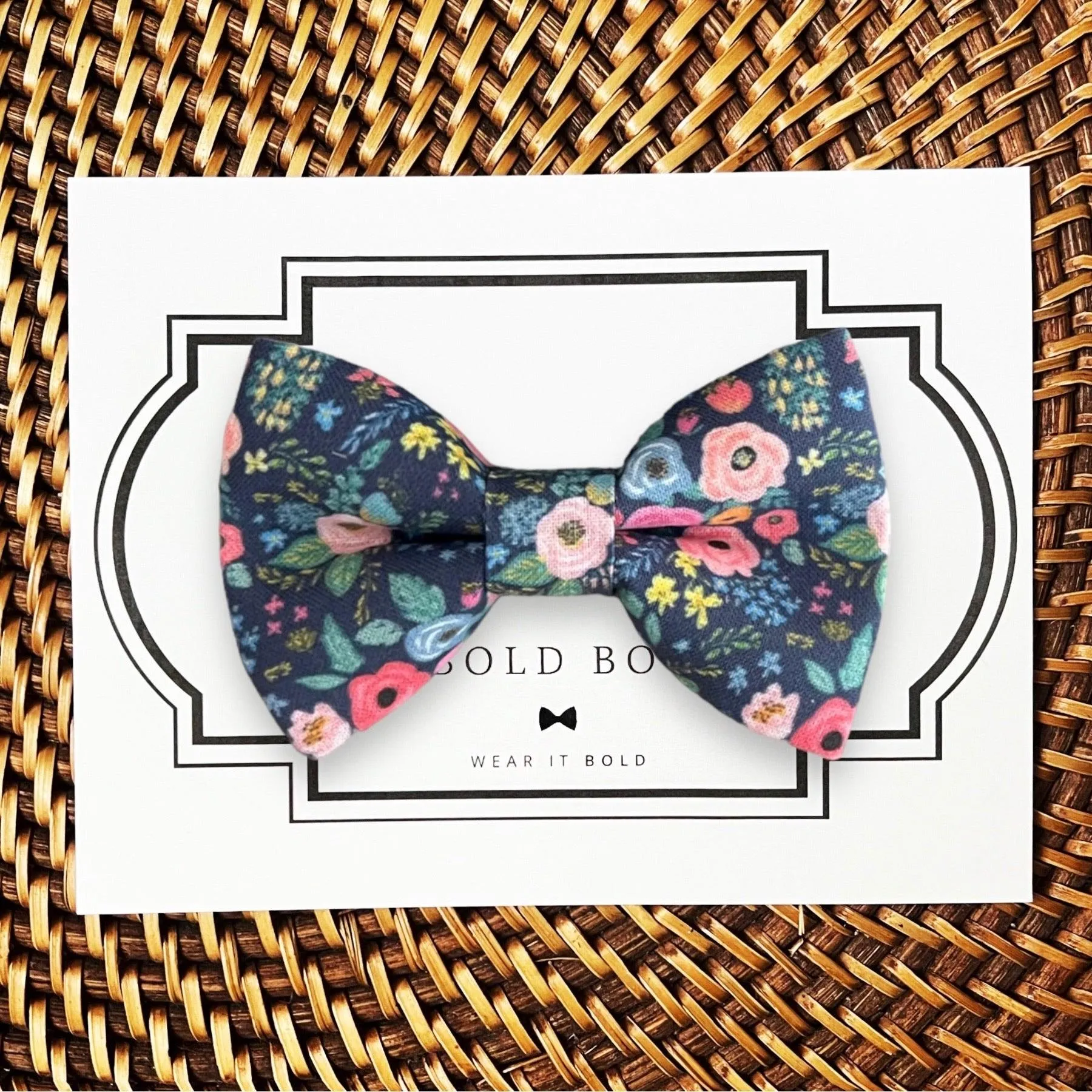 Navy Wonderland Garden Bow Tie for Dog Collar and Cat Collar