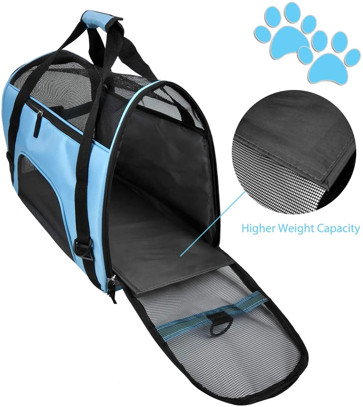 New PPOGOO Large Pet Travel Carriers 20.9x10.2x12.6 22lb(10KG) Soft Sided Portable Bags Dogs Cats Airline Approved Dog Carrier,Blue,Upgraded Version