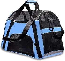 New PPOGOO Large Pet Travel Carriers 20.9x10.2x12.6 22lb(10KG) Soft Sided Portable Bags Dogs Cats Airline Approved Dog Carrier,Blue,Upgraded Version