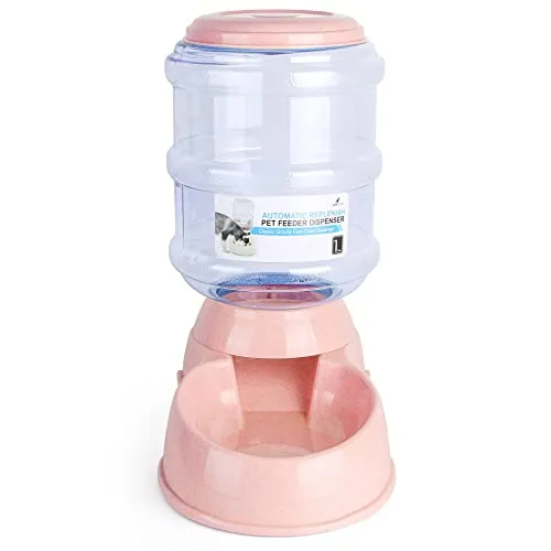 Noa Store Pet Water Food Dispenser 13 Gallon BPA Free Cat Dog Feeder Bowl Pink