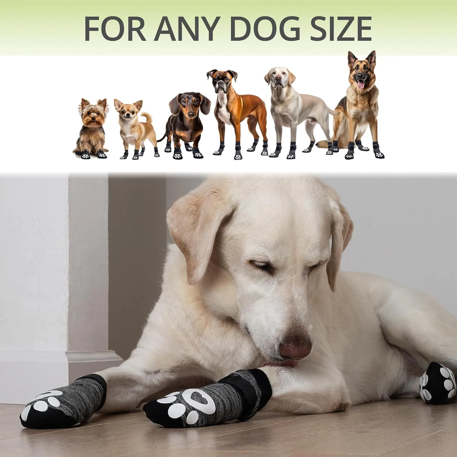 Non-Slip Dog Socks for Hardwood Floors - 6-Pack | Anti-Slip Toes to Prevent Licking Paws, Add Grip, and Provide Paw Protection | for All Ages and Senior Dogs - Small