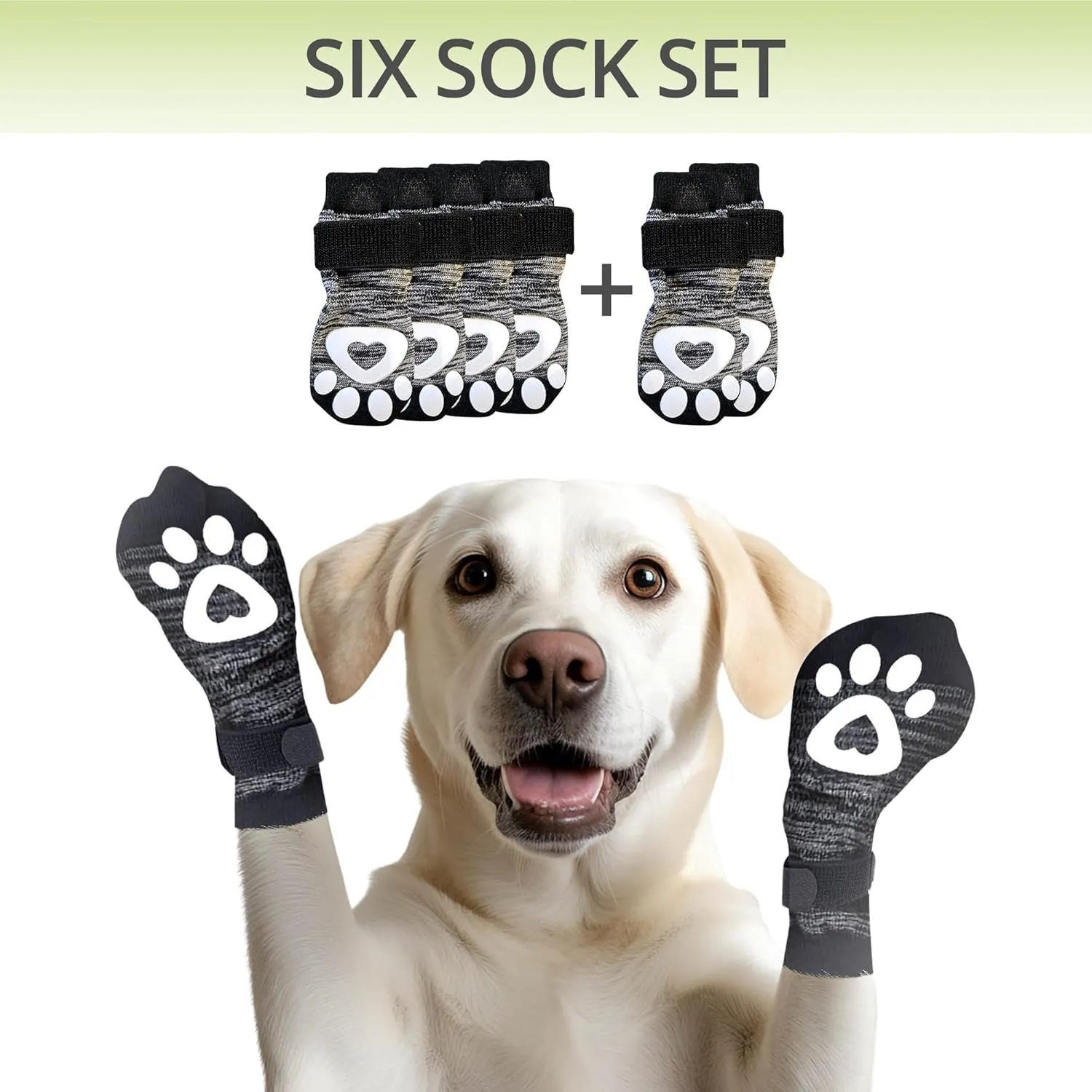 Non-Slip Dog Socks for Hardwood Floors - 6-Pack | Anti-Slip Toes to Prevent Licking Paws, Add Grip, and Provide Paw Protection | for All Ages and Senior Dogs - Small