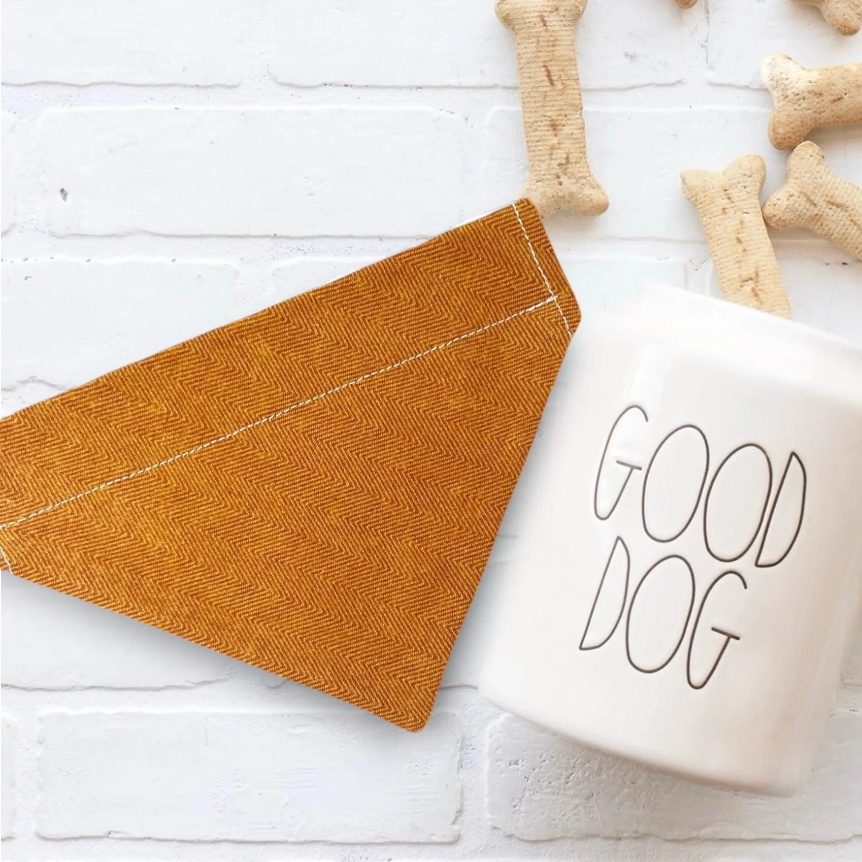 Orange Herringbone Dog Bandana- Orange Plaid (for Cat Bandana too!)
