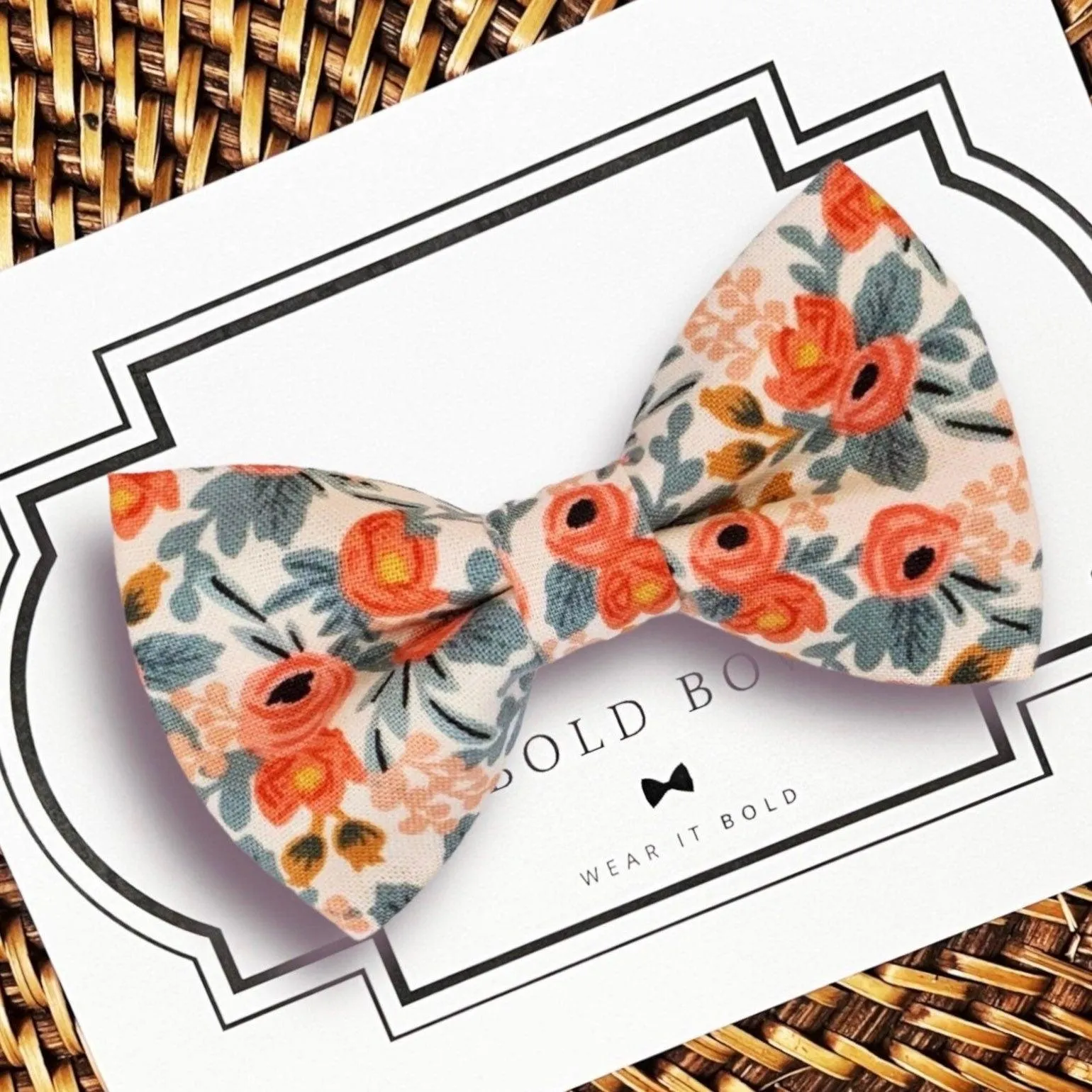 Peach Rifle Paper Co Bow Tie for Dog Collar or Cat Collar