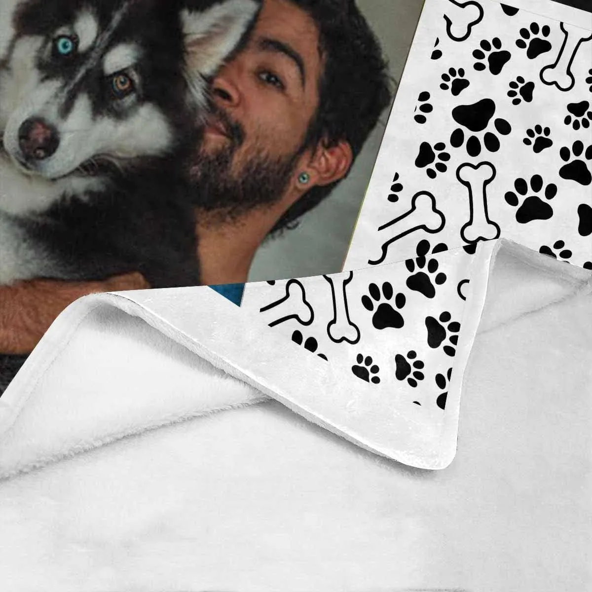 Pet Dog Memorial Blanket - Customized Throw Blanket with Dog Pictures and Name Personalized Memorial Gift