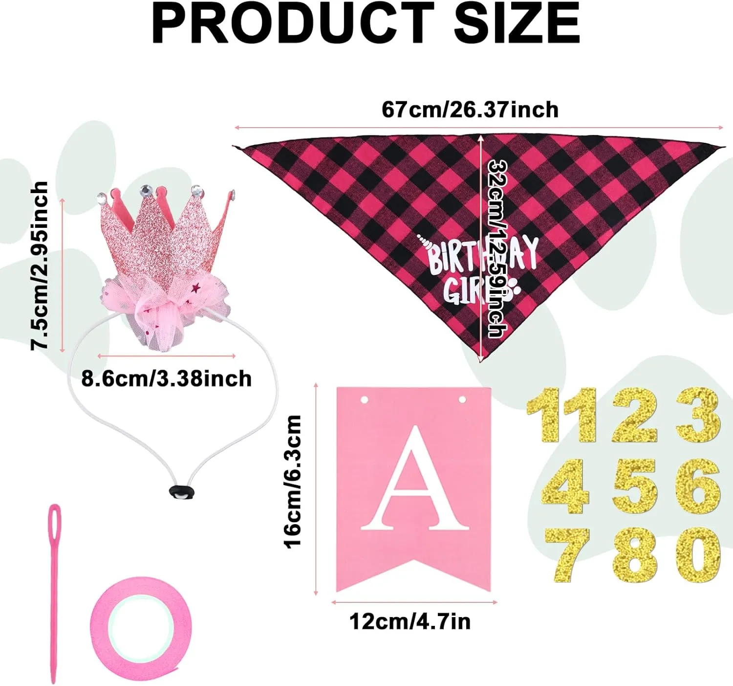 Pink Dog Birthday Party Decorations Set, Puppy Birthday Decorations Kit Dog Birthday Decor Hat Bandana Dog Birthday Banner Scarf Sign Party Supplies for Puppy Pets Dogs (Style 1)