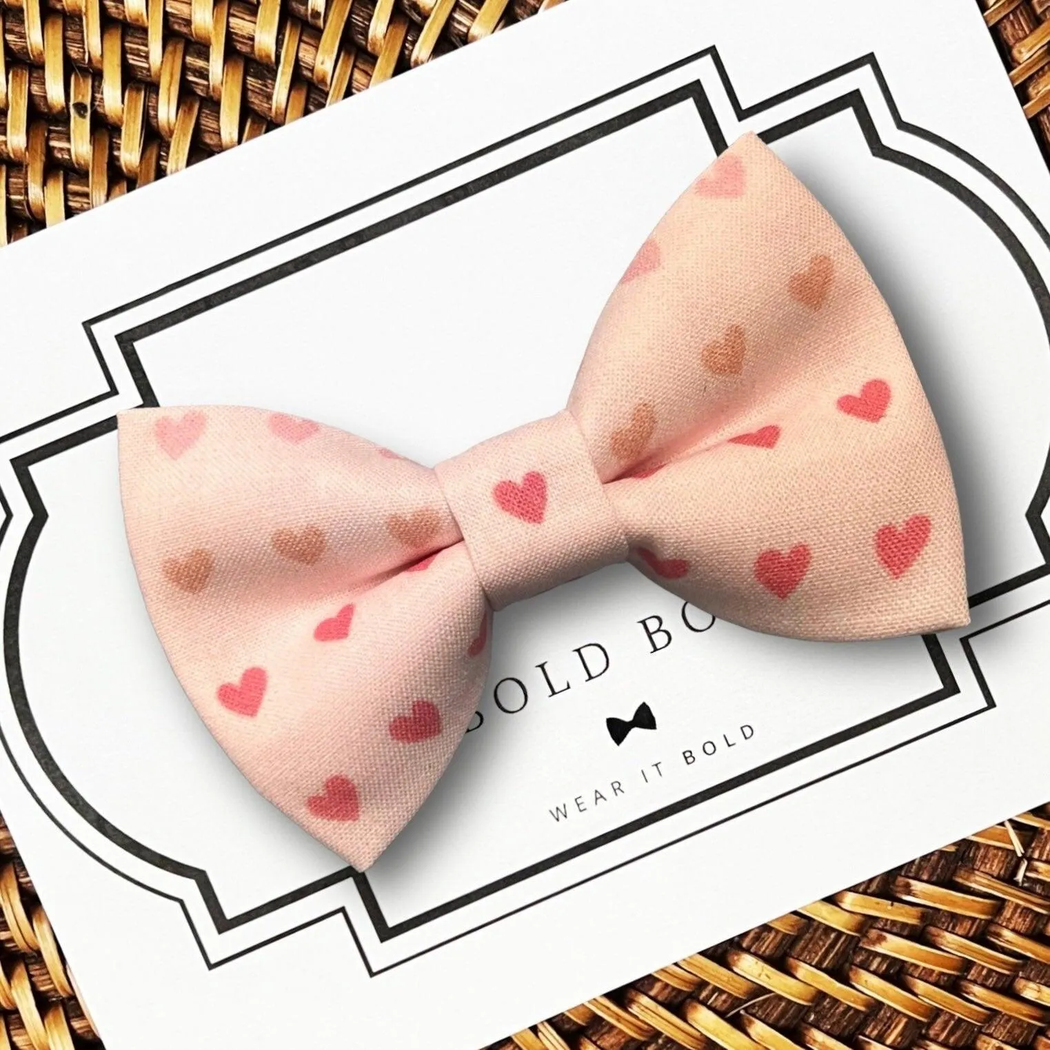 Pink Hearts Bow for Dog Collar and Cat Collar