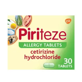 Piriteze Antihistamine Hayfever Allergy Relief Tablets Cetirizine 30s