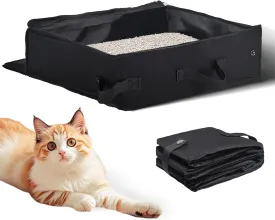 Portable Travel Litter Box for Cats, Foldable Cat Litter Box with Lid Waterproof, Leak-Proof Kitty Litter Box for Travel Hotel Stays and Road Trip Collapsible