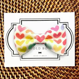 Rainbow Hearts Bow for Dog Collar and Cat Collar