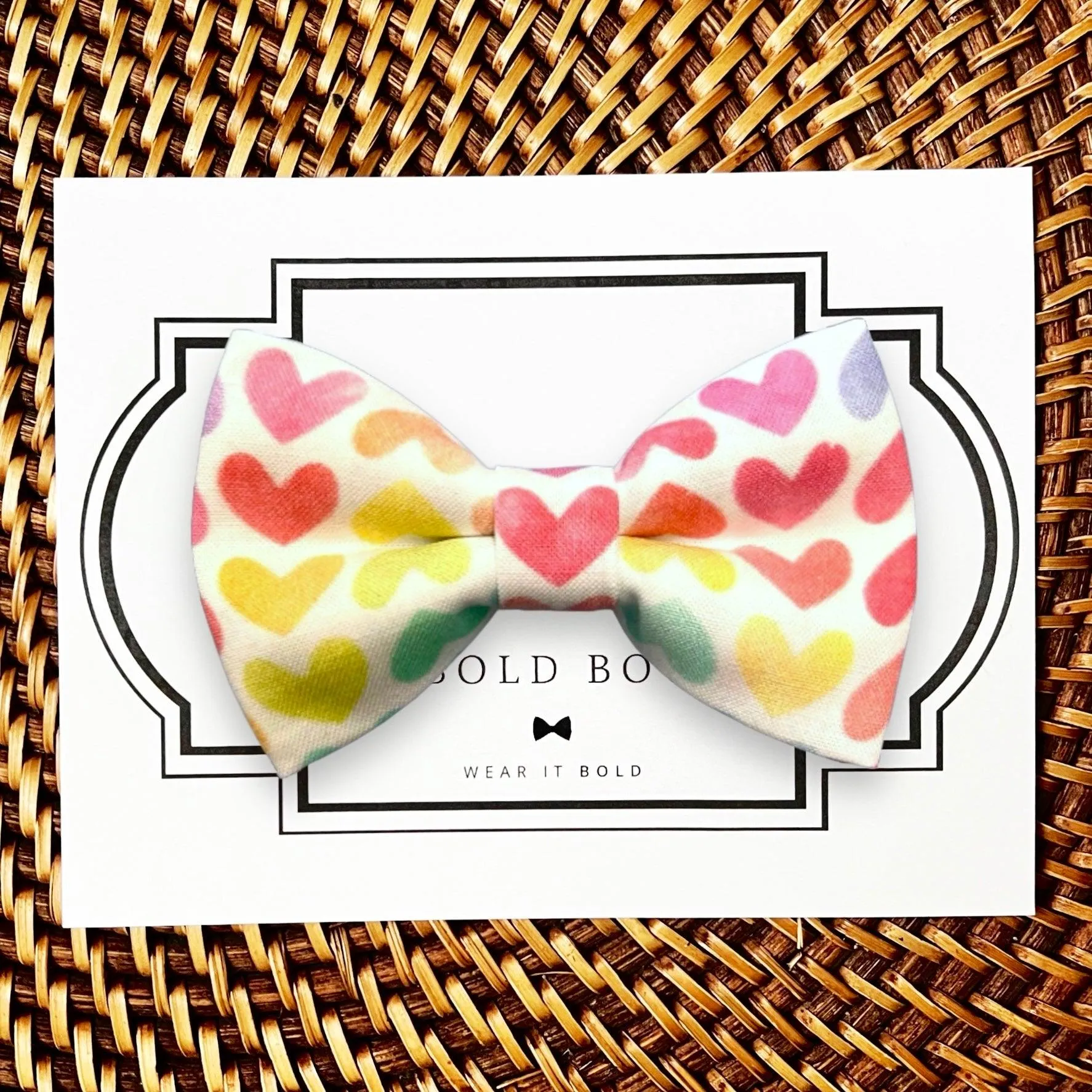 Rainbow Hearts Bow for Dog Collar and Cat Collar