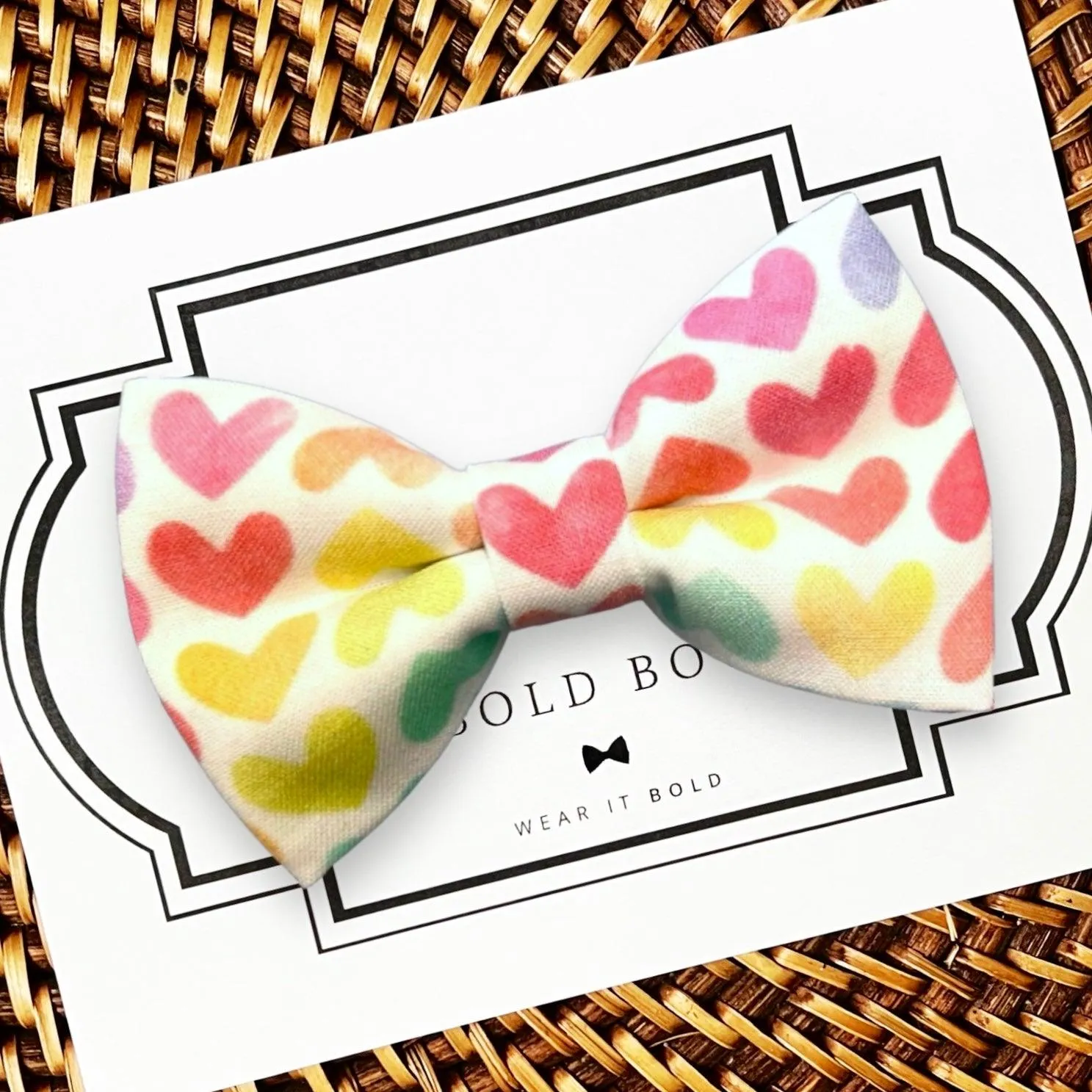 Rainbow Hearts Bow for Dog Collar and Cat Collar