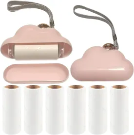 Reusable Lint Roller with Cover, Mini Lint Roller Travel Size, Lint Rollers for Pet Hair Extra Sticky, for Clothes for Furniture with 210 Sheets Refillable (Pink)