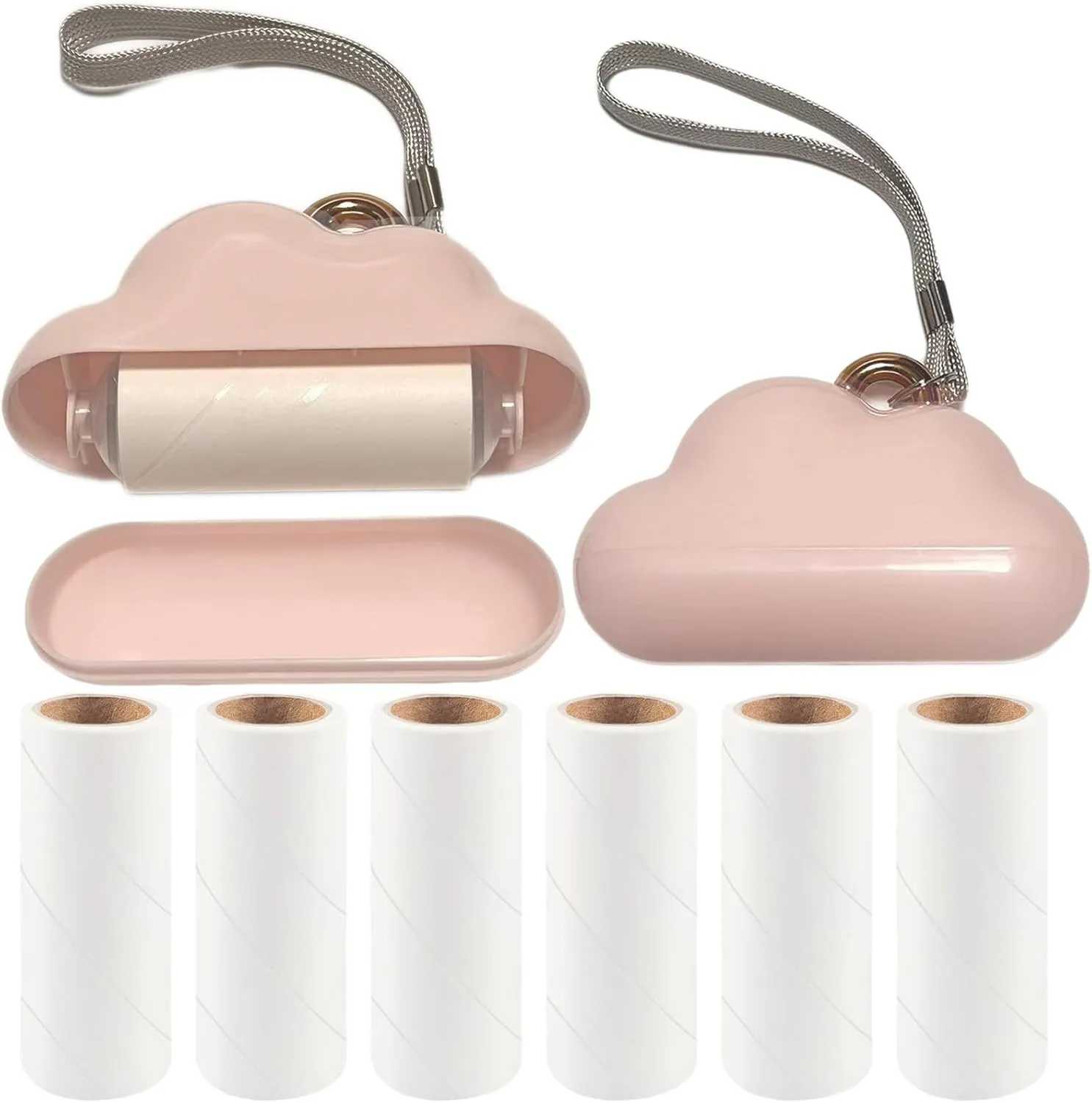 Reusable Lint Roller with Cover, Mini Lint Roller Travel Size, Lint Rollers for Pet Hair Extra Sticky, for Clothes for Furniture with 210 Sheets Refillable (Pink)