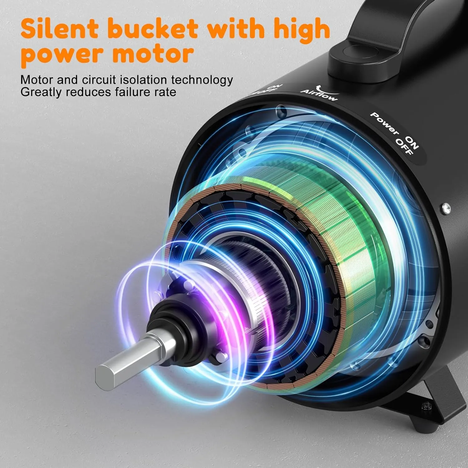 ROPO Pet Hair Dryer, High Power Dog Water Blower, Portable Low Noise Pet Grooming Hair Dryer, Adjustable Temperature and Wind Speed Dog Grooming Kit with 4 Nozzles(Black, SE02)