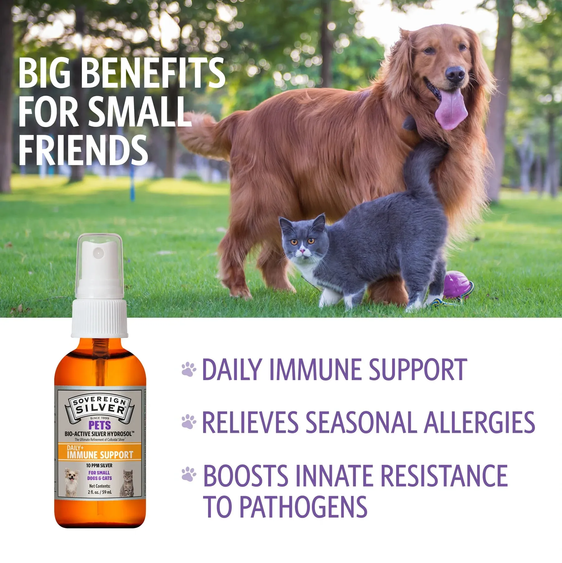 SOVEREIGN SILVER COLLOIDAL SILVER FOR PETS  2oz FINE MIST SPRAY