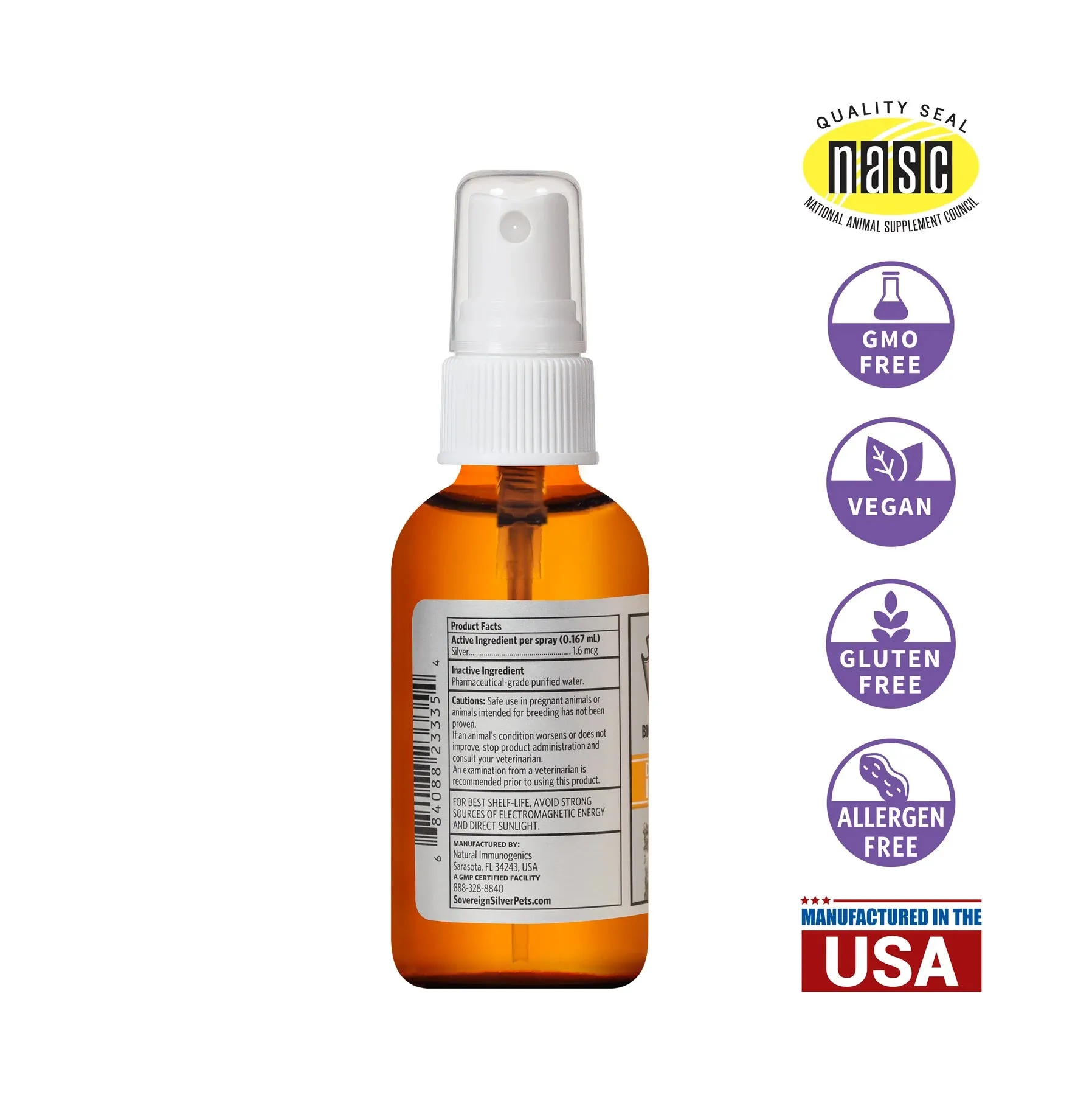 SOVEREIGN SILVER COLLOIDAL SILVER FOR PETS  2oz FINE MIST SPRAY