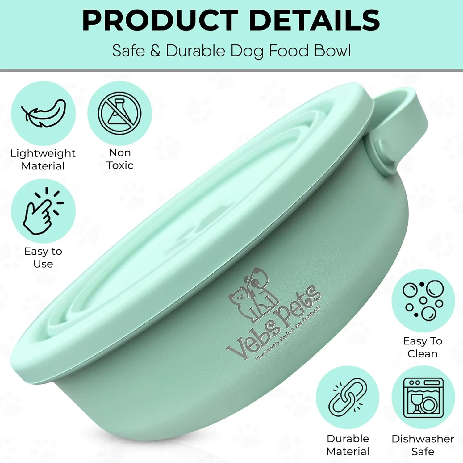 Stainless Steel Dog Bowl - 30 oz & 20 oz Collapsible, Leak Proof, Non Slip, Portable Travel Bowl for Dogs & Cats (Jade)