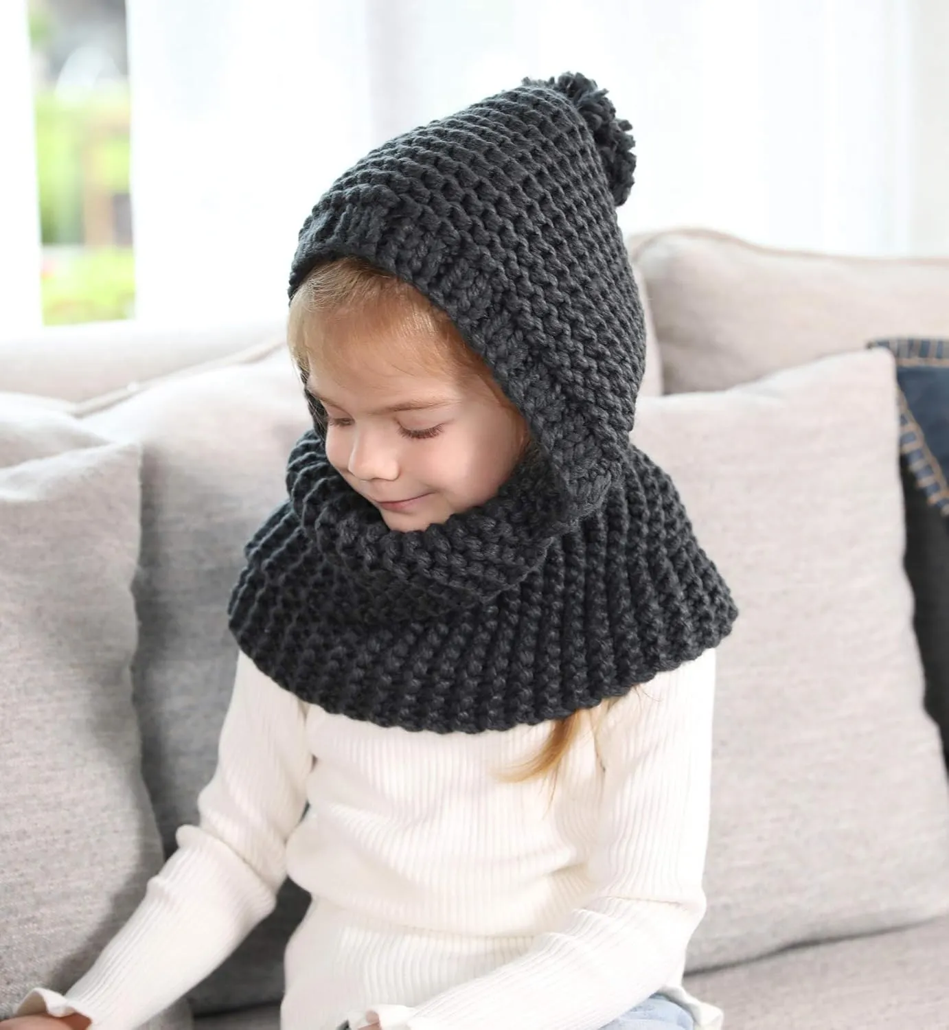 Sumolux Winter Kids Warm Cat Animal Hats Knitted Coif Hood Scarf Beanies for Autumn Winter