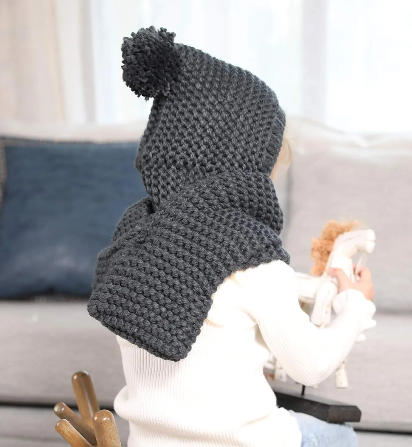 Sumolux Winter Kids Warm Cat Animal Hats Knitted Coif Hood Scarf Beanies for Autumn Winter
