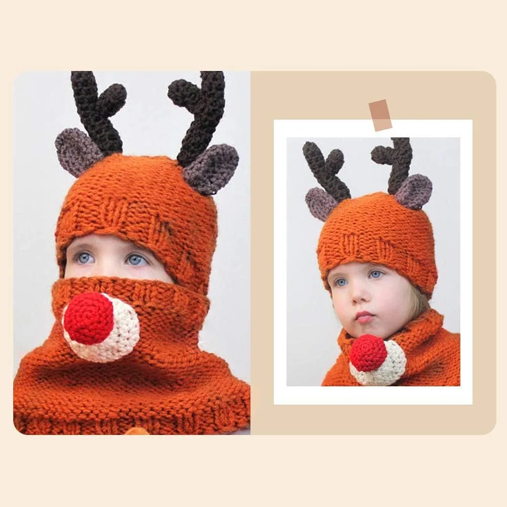 Sumolux Winter Kids Warm Cat Animal Hats Knitted Coif Hood Scarf Beanies for Autumn Winter
