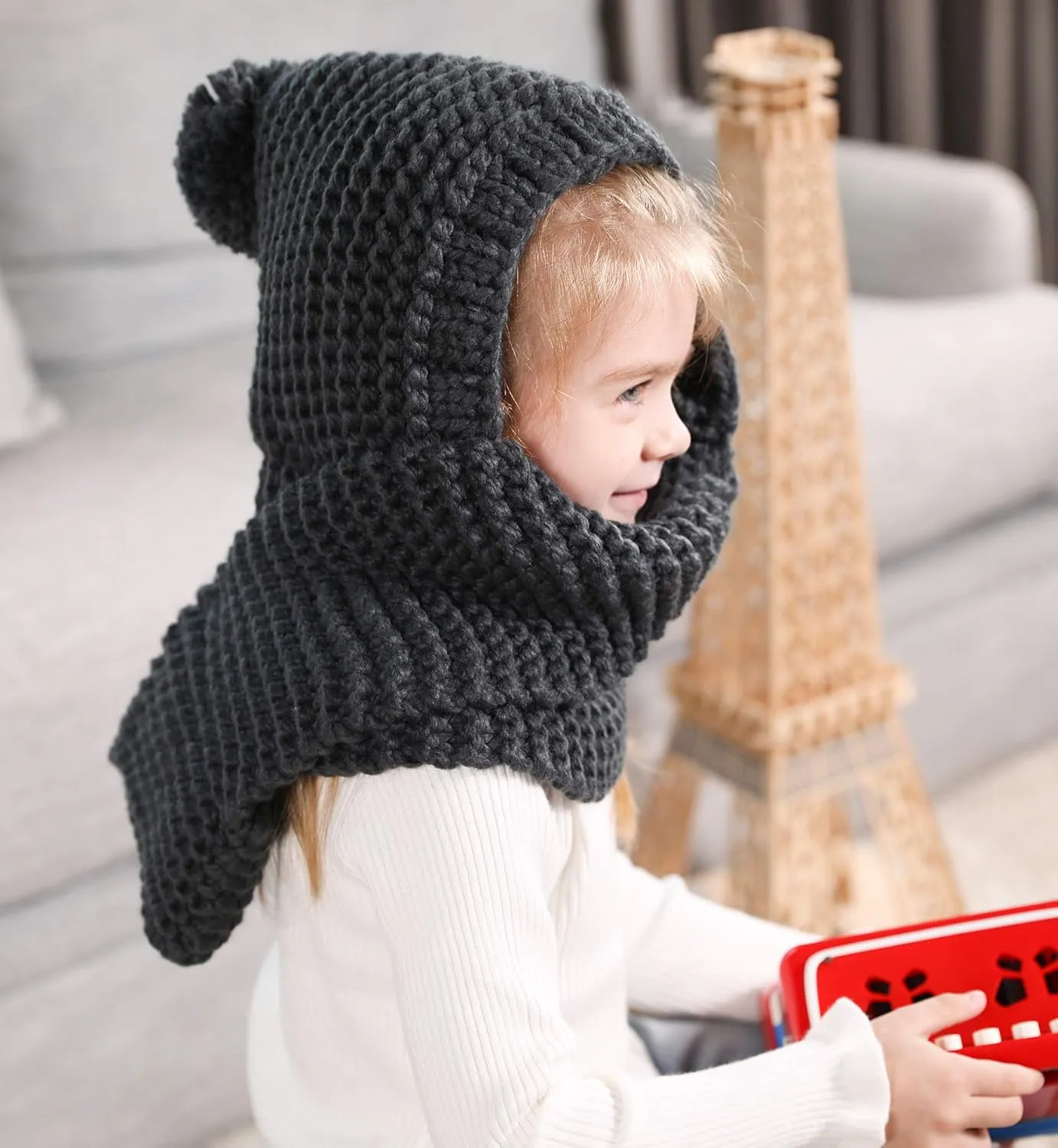 Sumolux Winter Kids Warm Cat Animal Hats Knitted Coif Hood Scarf Beanies for Autumn Winter