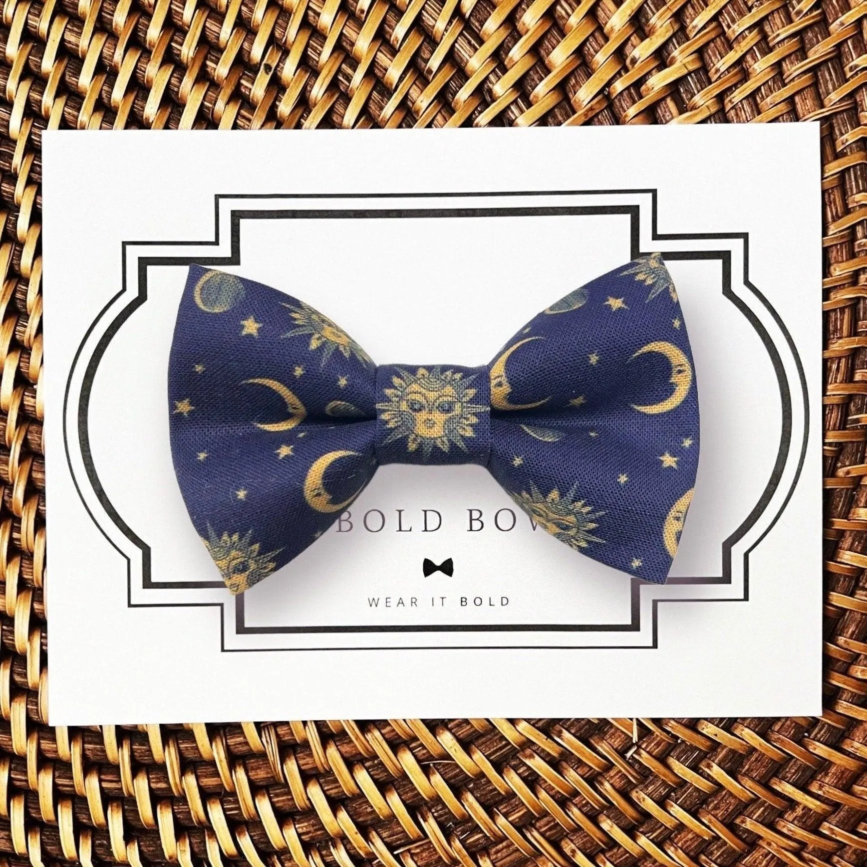 Sun Moon Stars Celestial Bow Tie for Dog Collar or Cat Collar