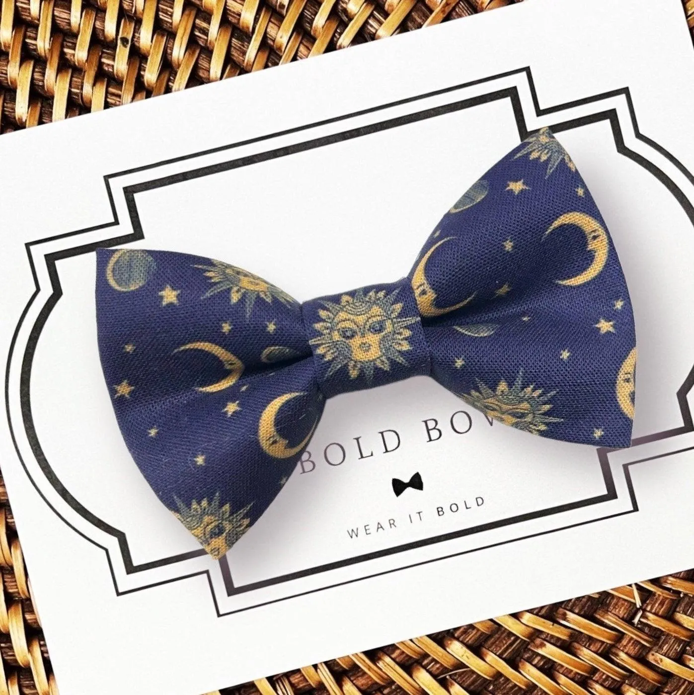 Sun Moon Stars Celestial Bow Tie for Dog Collar or Cat Collar