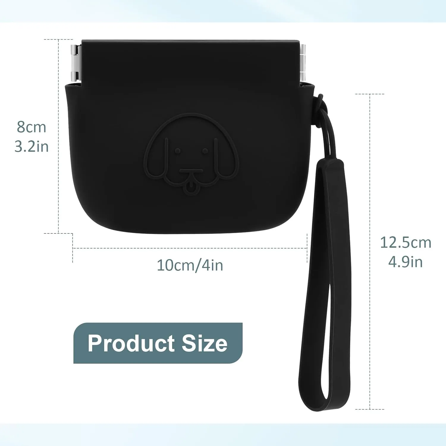WALLFID Silicone Dog Treat Pouch Small Bag,Auto Closure,with Pet Training Clicker,Walking Bag for Dog and Cat,Pocket Size,Easy to Clean,Odorless (Dark Gray and Black)