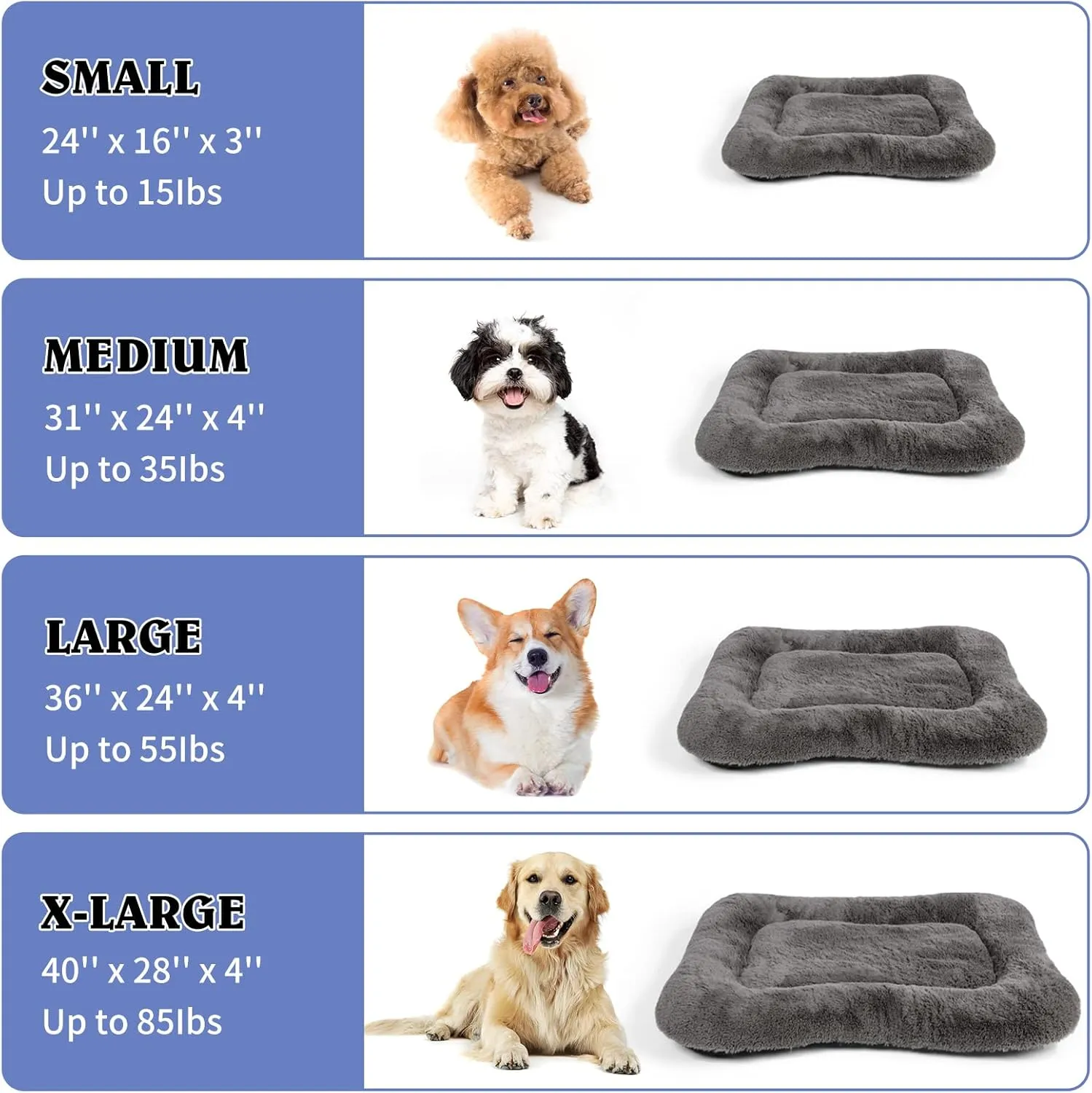 Washable Dog Crate Bed Cushion - Medium Size Dogs, 30 INCH Crate Pad