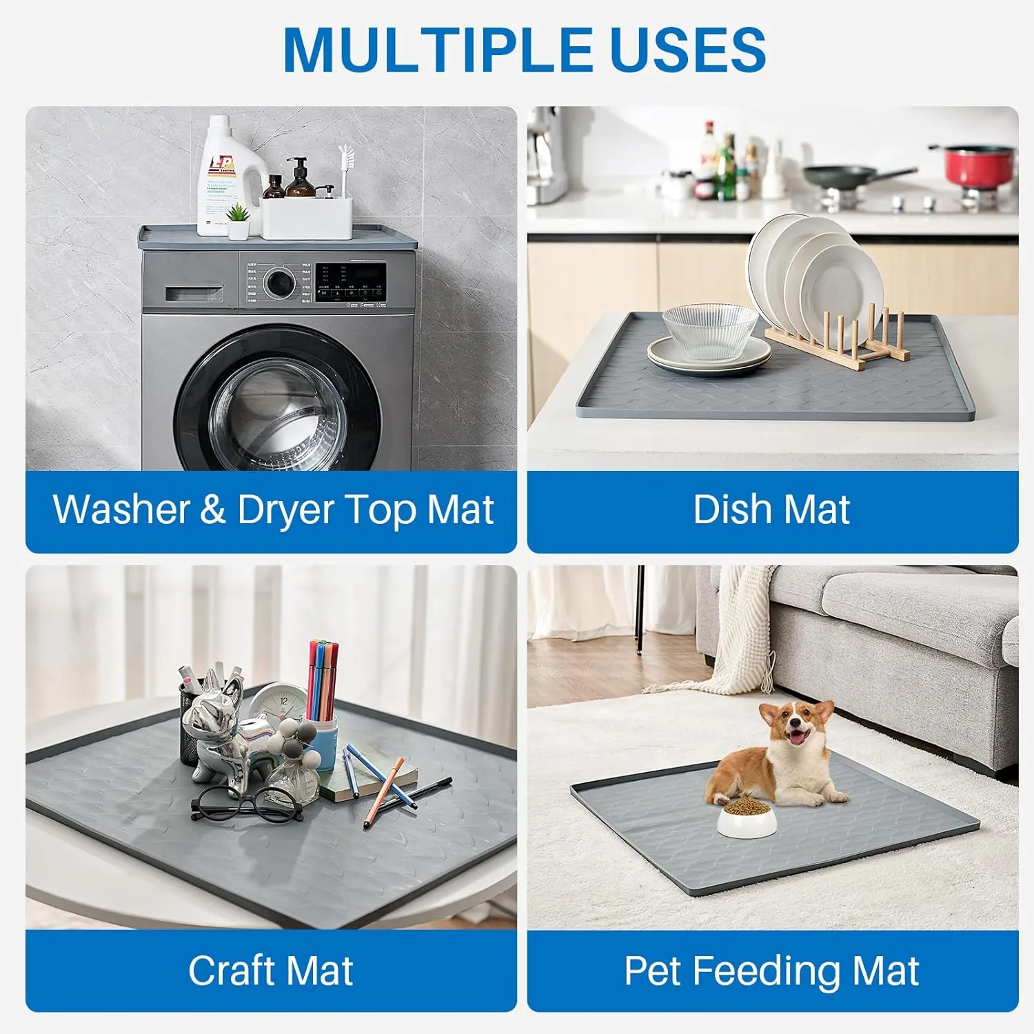 Washer and Dryer Covers for the Top,23.6" X 23.6" Washer Dryer Top Protector Mat, Non Slip Heavy Duty Waterproof Washable Top Cover Pad for Home Washer & Dryer Laundry Kitchen (Gray, 1PCS)