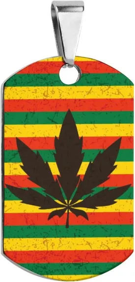 Weed on Rasta Flag Pet ID Tags Personalized Stainless Steel Dog and Cat Tags Cute Collar Tag Dog Tags