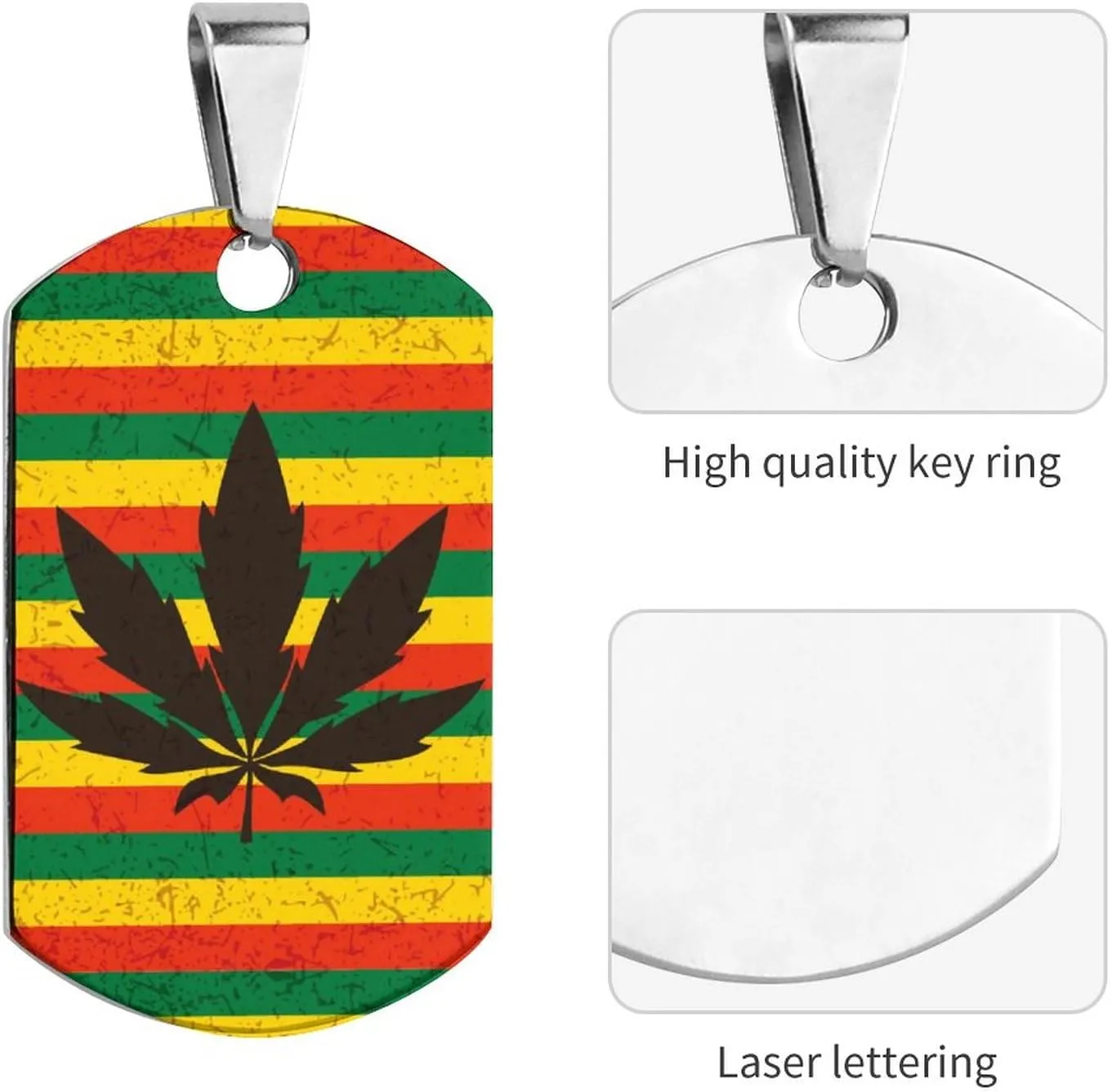 Weed on Rasta Flag Pet ID Tags Personalized Stainless Steel Dog and Cat Tags Cute Collar Tag Dog Tags