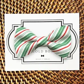 Wintergreen Candy Cane Bow for Dog Collar and Cat Collar