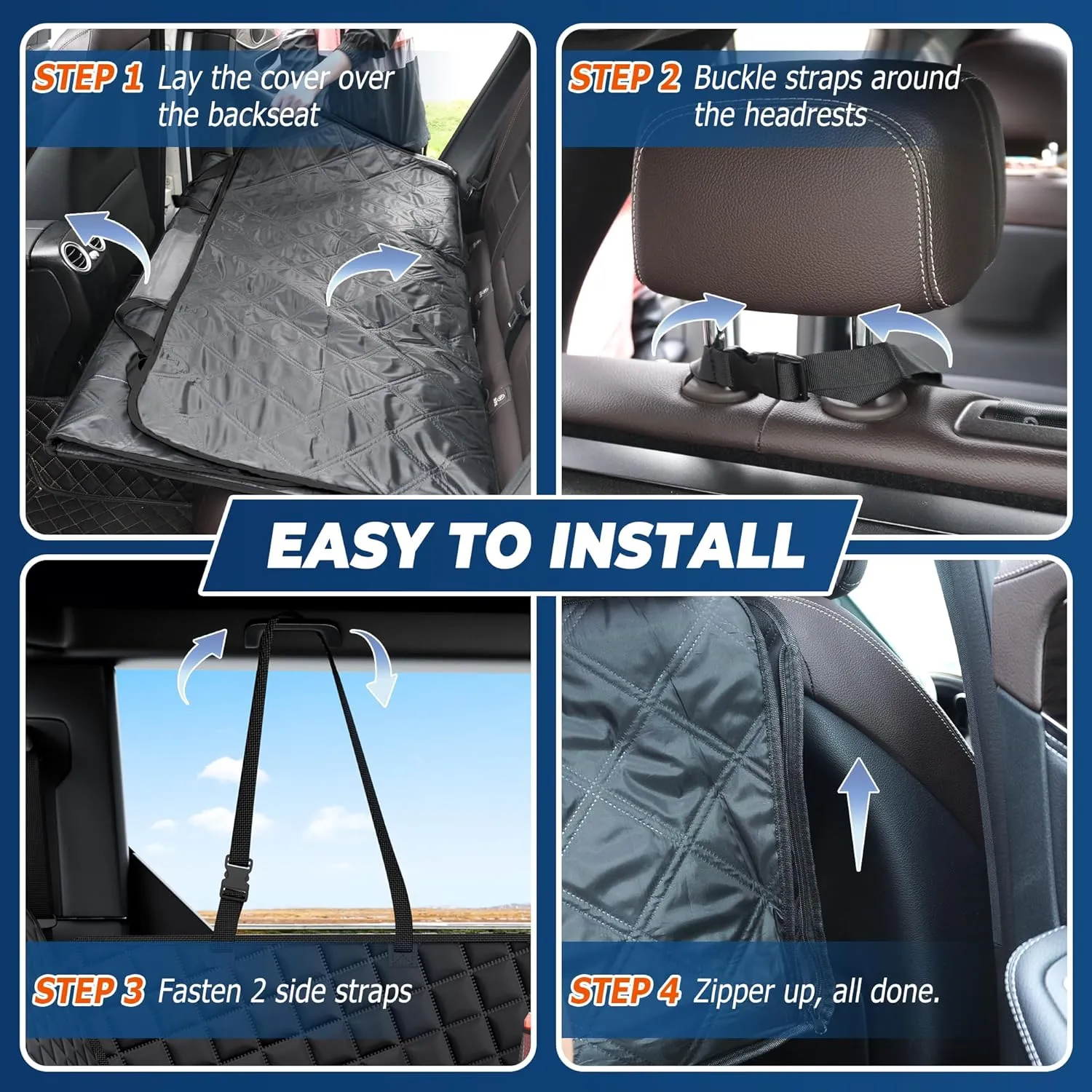 XXL Truck Dog Seat Cover for Back Seat, Backseat Extender Hard Bottom, 100% Waterproof Pet Seat Protector with Mesh Window, Dog Car Hammock Covers for Pickup Truck Crew Cab F150